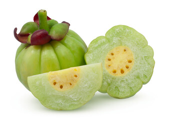 Wall Mural - Garcinia atroviridis fruit isolated on white background