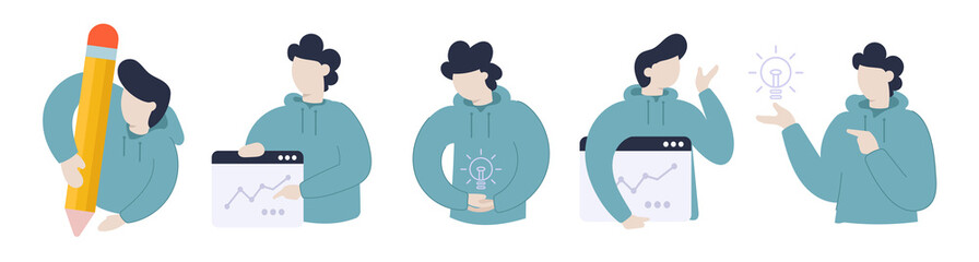 scene illustration of men wearing sweaters engaged in web development
