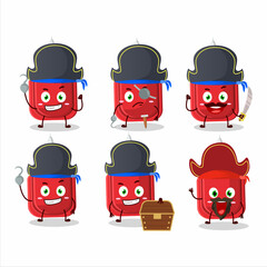 Wall Mural - Cartoon character of red correction pen with various pirates emoticons