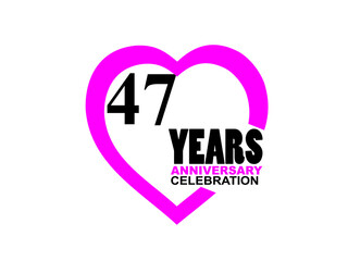 Wall Mural - 47 Anniversary celebration simple logo with heart design