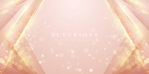 Wall Mural - luxurious modern rosegold background with shiny gold lines and blank space for promotional text.