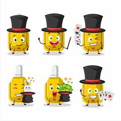 Sticker - A yellow correction pen Magician cartoon character perform on a stage