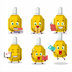 Poster - A picture of yellow correction pen cartoon character concept reading an amusing book