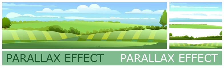 Wall Mural - countryside landscape with vegetable gardens and pastures. solid layers for folding the picture with