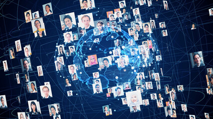 Aufkleber - Social networking service concept. Global communication network.