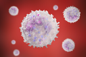 Wall Mural - Leukocyte white blood cells inside a human vein. . 3d render.