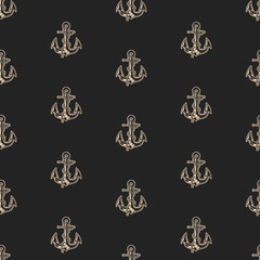 Wall Mural - Seamless pattern with anchors. Nautical theme. Vector illustration