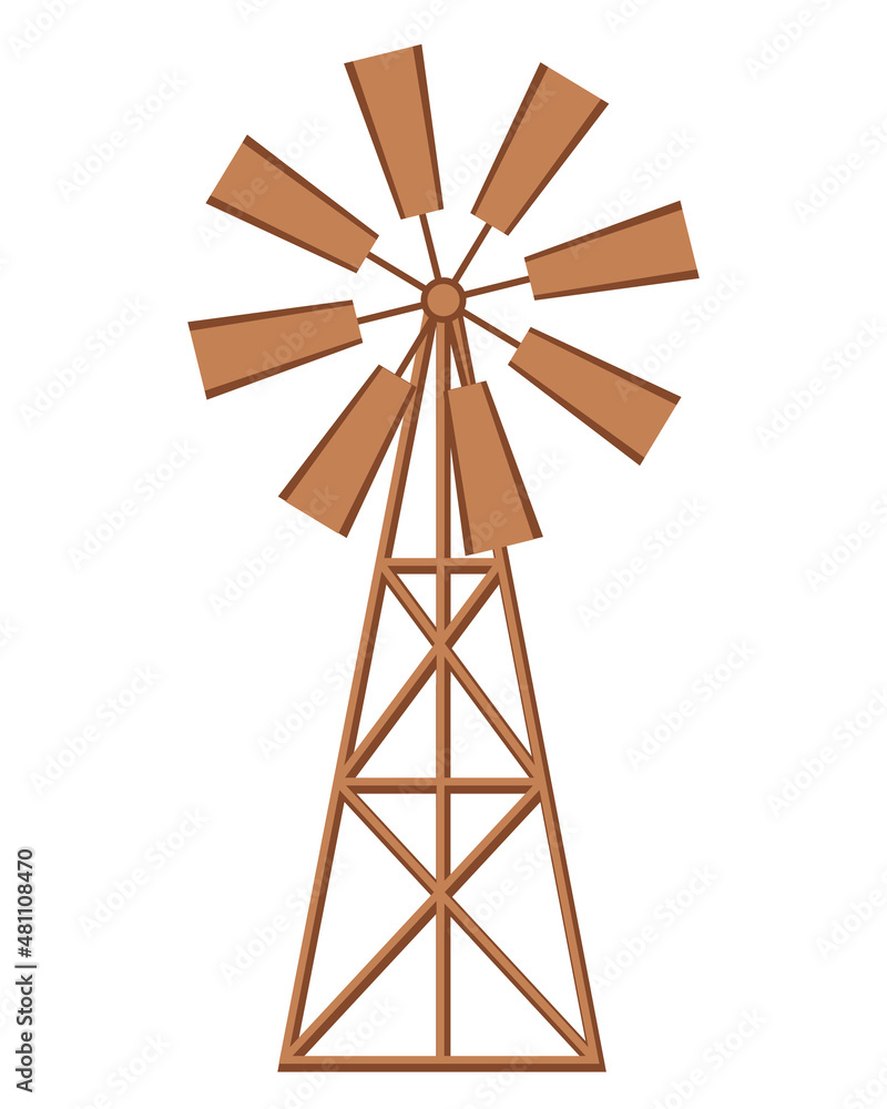 Vector vintage windmill collection isolated on white background. Icon ...