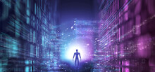 Abstract Man In A Science Fiction Digital World - 3d Rendering