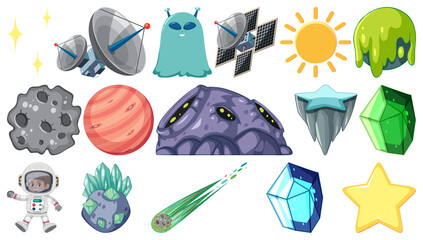 Wall Mural - Isolated fantasy space game objects and elements set