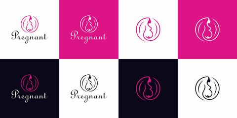 Pregnant woman logo design Royalty