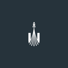 U LETTER ROCKET LOGO DESIGN VECTOR