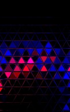 Intricate Patterns And Unique Elegant Triangular Mosaic Designs In Bright Neon Blue And Purple Pink On A Black Background