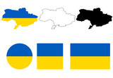 Fototapeta  - ukraina map flag vector set