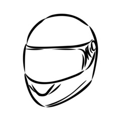 Wall Mural - Motorcycle helmet hand drawn outline doodle icon. Motorbike protection and speed, safety equipment concept. Vector sketch illustration for print, web, mobile and infographics on white background.