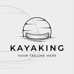 Wall Mural - kayaking or canoe logo line art simple minimalist vector illustration template icon graphic design. 