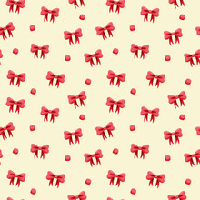 Background With Red Bow Tie, Seamless Pattern Vector Illustration.