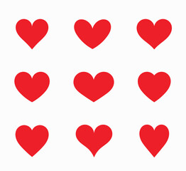 Wall Mural - red hearts icons collection.