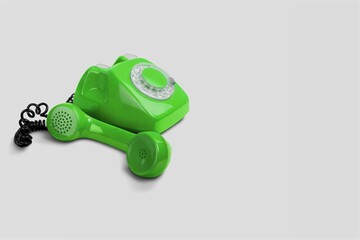 Poster - Bright colored retro or vintage classic iconic device home telephone handset for calls