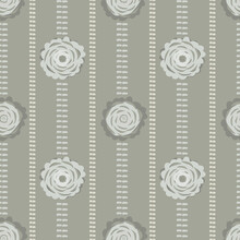 Abstract Peony Flower Seamless Vector Pattern Background. Neutral Beige Ecru Backdrop With Groups Of Flowers And Broken Stripes Modern Paper Cut Out Style Peonies. Botanical Striped Floral Repeat