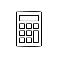 Sticker - Calculator Icon  in black line style icon, style isolated on white background