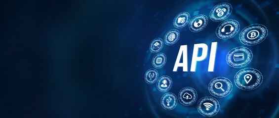 Internet, business, Technology and network concept. Application Programming Interface. Software development tool. 3d illustration.