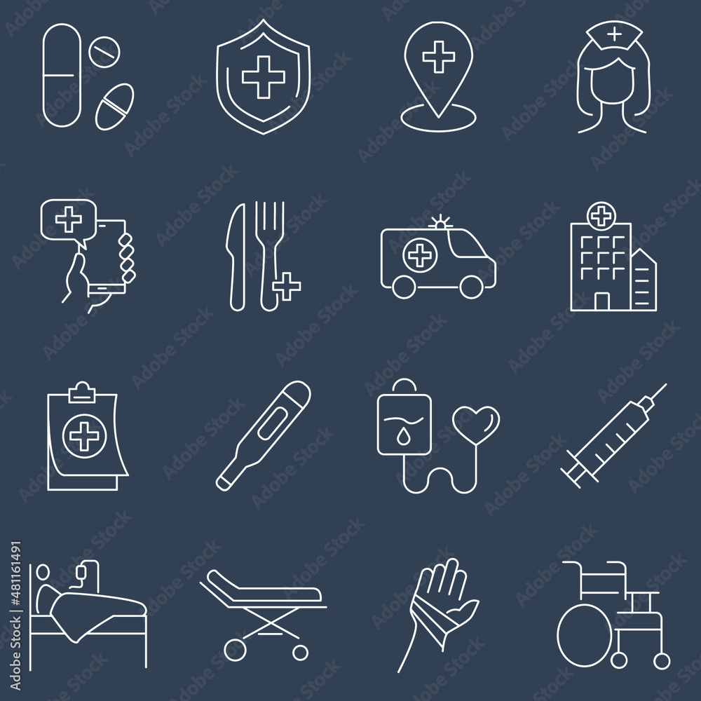 Medical Assistance icon set . Medical Assistance pack vector elements ...