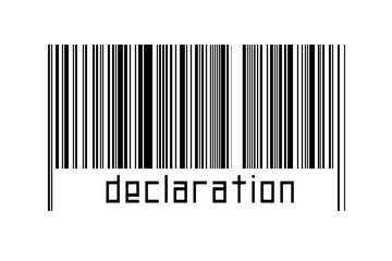 Barcode on white background with inscription declaration below