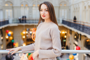 woman winter christmas portrait art bokeh