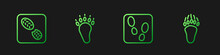 Set Line Human Footprints Shoes, , Bear Paw And . Gradient Color Icons. Vector