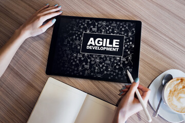 agile development concept on the device screen.