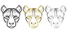 Three Color Black Gold And Silver Line Art Of Cheetah Head Good Use For Symbol Mascot Icon Avatar Tattoo T Shirt Design Logo Or Any Design