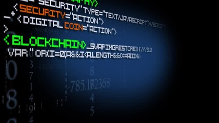 Blockchain coding text crypt  cryptography money cryptocurrency encryption busines web video internet bitcoin finance coaching words computer animation