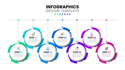 Infographic template with icons and 7 options or steps. Gears