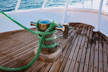 Recreational Yacht Detail With Ropes And Other Equipment. 