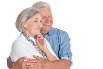 Sticker - Portrait of happy senior couple on white background