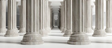 Pillar, Marble Stone Column, Ancient Greek Style Building Architectural Detail. 3d Illustration