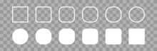 Square And Round Set White Icon. Shape Basic Empty Blank. Vector Isolated Flat
