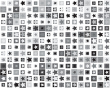 Seamless Pattern With Gray Stars And Squares On A White Background