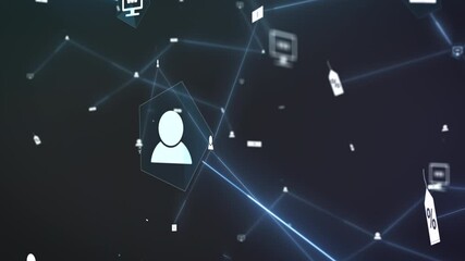 Wall Mural - animation of people connected in social networks linking global business telecommunication technolog