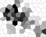 Fototapeta Do przedpokoju - Abstract graphic mosaic or puzzle consists of gray black white polygons. Laconic minimal composition. Conceptual geometric flat design. Digital artwork. Great as cover, print, blank, background.