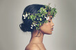 canvas print picture - Beauty and nature combined. Studio shot of a beautiful young woman wearing a head wreath.