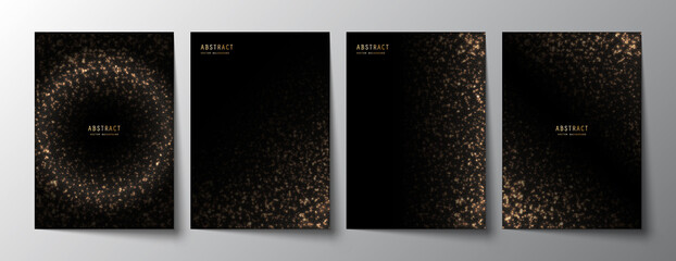 Wall Mural - vector shiny black luxury elegant backgrounds set with golden glitter, sparkles and a copy space. pr