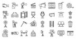 © anatolir - Cinematographer icons set outline vector. Cinema movie