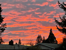 Sunset In A Resedential Neighborhood In Salem Oregon