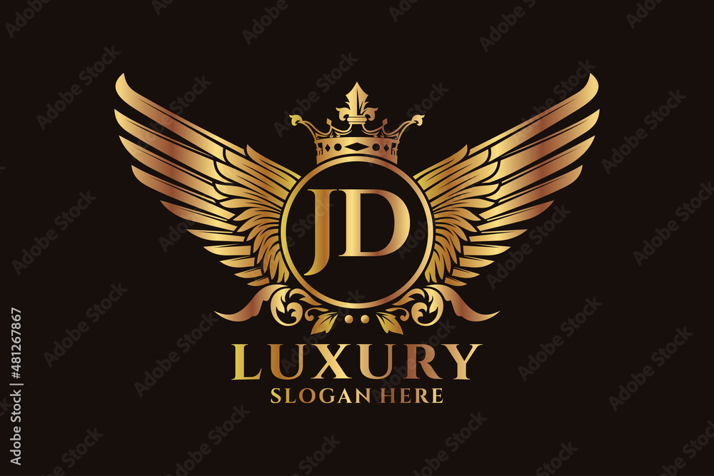 Luxury royal wing Letter JD crest Gold color Logo vector, Victory logo ...