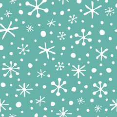 Wall Mural - Vector seamless pattern with snowflakes. Cute design for Christmas wrappings, textile, wallpaper and backgrounds.