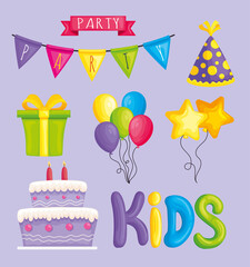 Canvas Print - party kids icons