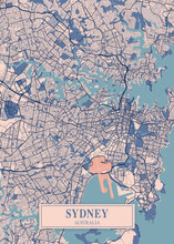 Sydney City Map Poster Print. Detailed Map Of Sydney (Australia)