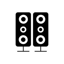 Dual Sound Speakers Stereo Icon In Black Flat Glyph, Filled Style Isolated On White Background